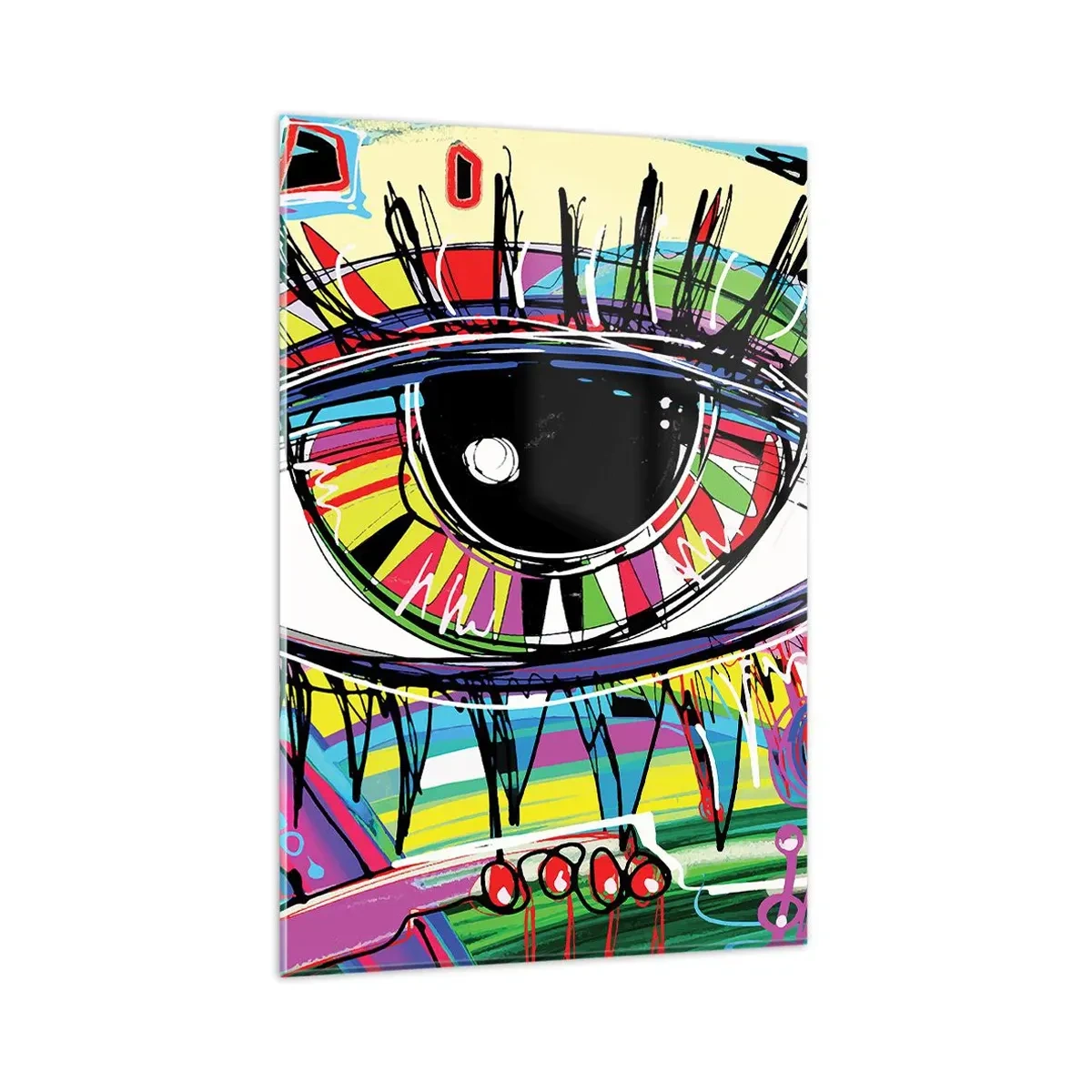 Glastavla - Bild på glas - Färgglatt öga - färgglad själ - 80x120 cm