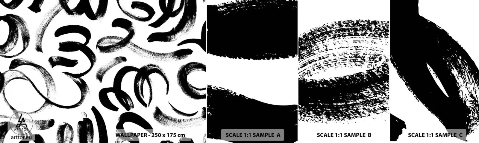 Provbit av självhäftande fototapet Deluxe Sticker - Svart på vitt - Modern konst, Modernitet, Mönster - 100x30 cm