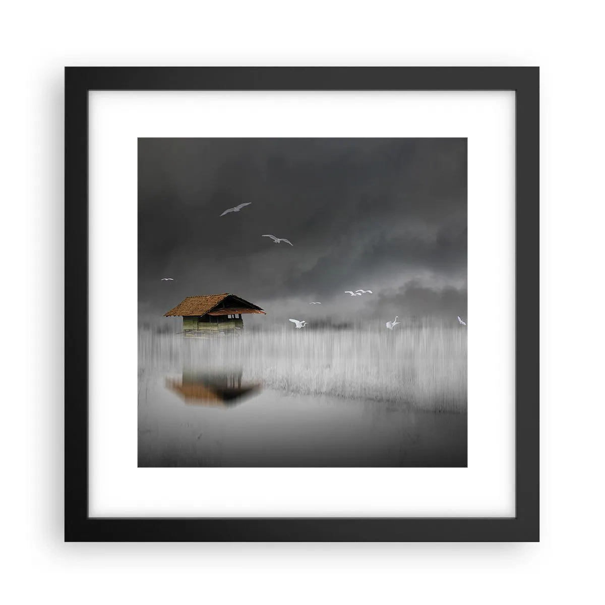 Affisch i svart ram - Regnskydd - 30x30 cm