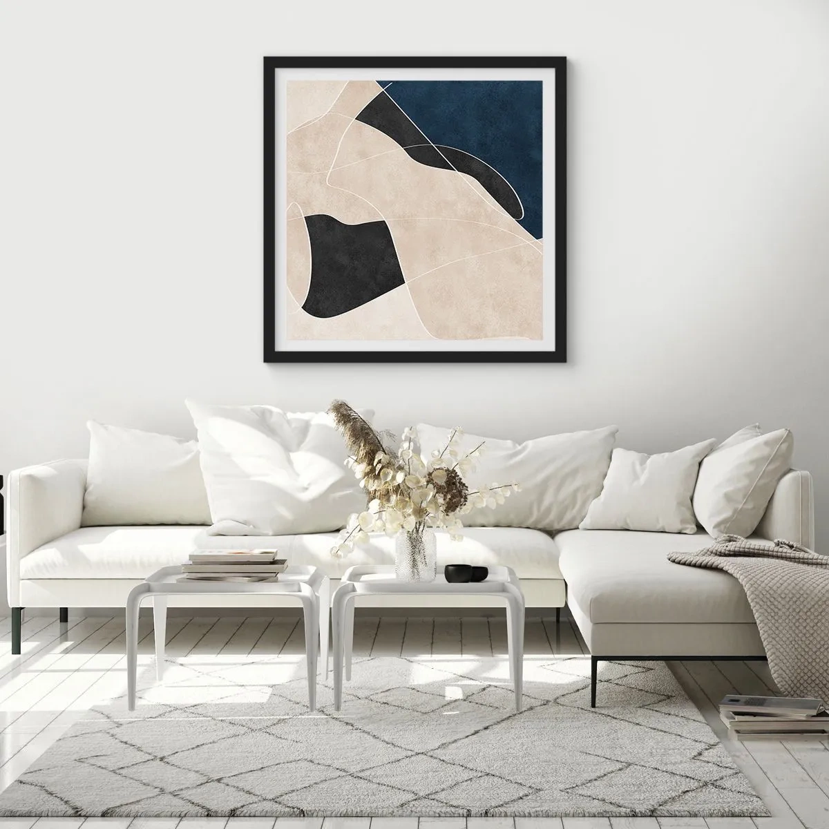 Affisch i svart ram - Abstrakt komposition - färgkontrast - 60x60 cm