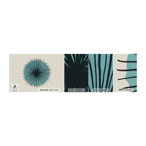 Provbit av självhäftande fototapet Deluxe Sticker - Radier mot blått - Abstraktion, Bit, Modern konst - 100x30 cm