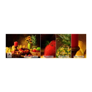 Provbit av självhäftande fototapet Deluxe Sticker - Stilleben med bröd och frukt - Gastronomi, Blommor, Frukt - 100x30 cm