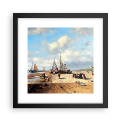 Affisch i svart ram - Efter en lyckad fångst - 30x30 cm