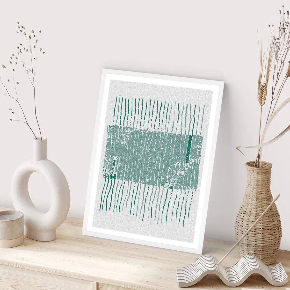 Affisch i vit ram - Marin abstraktion - 30x40 cm