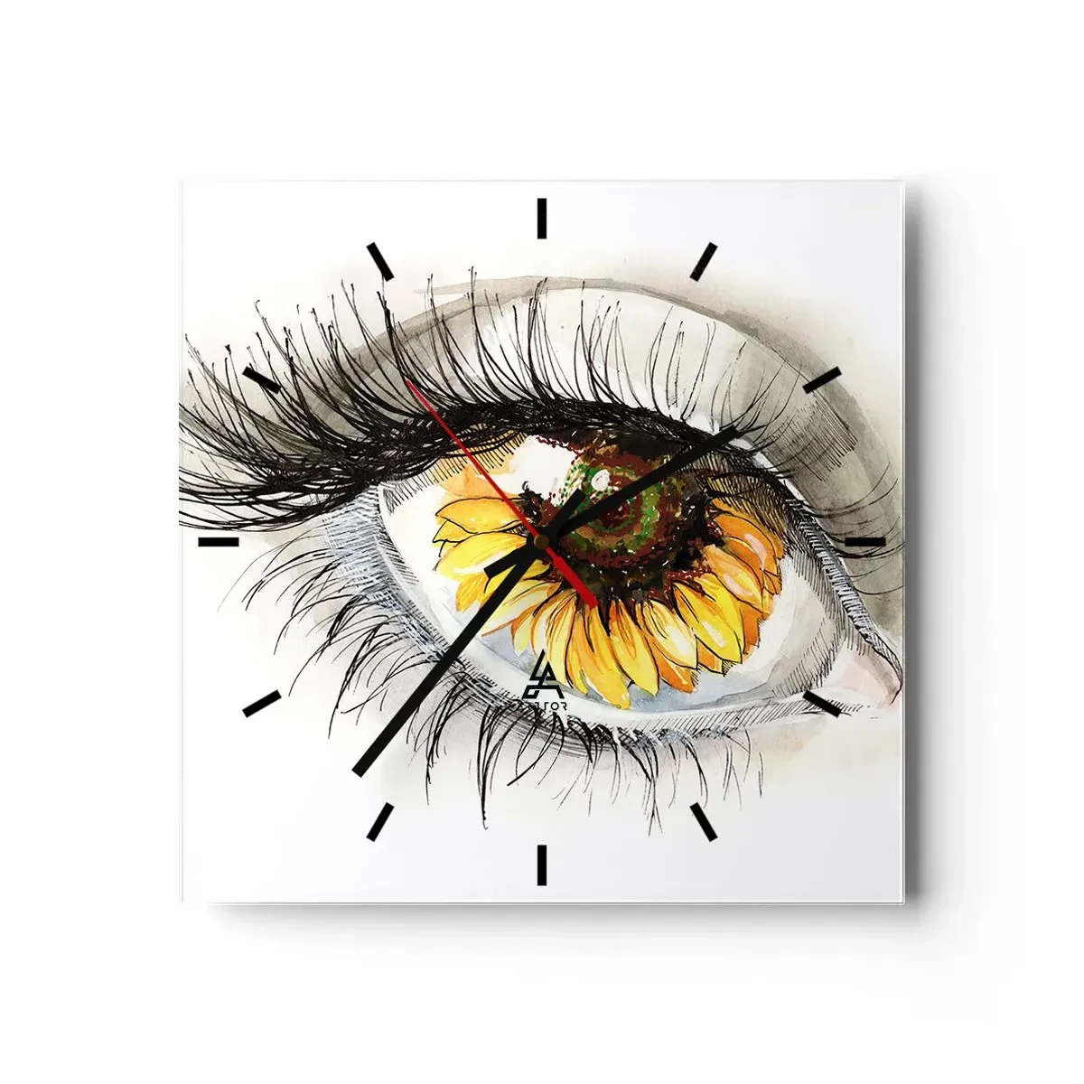 Väggklocka - Klocka på glas - Blick het som sommar - 30x30 cm