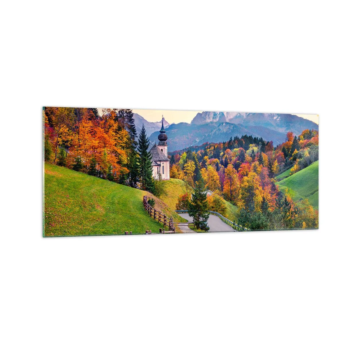 Glastavla - Bild på glas - Landskap som en målning - 100x40 cm