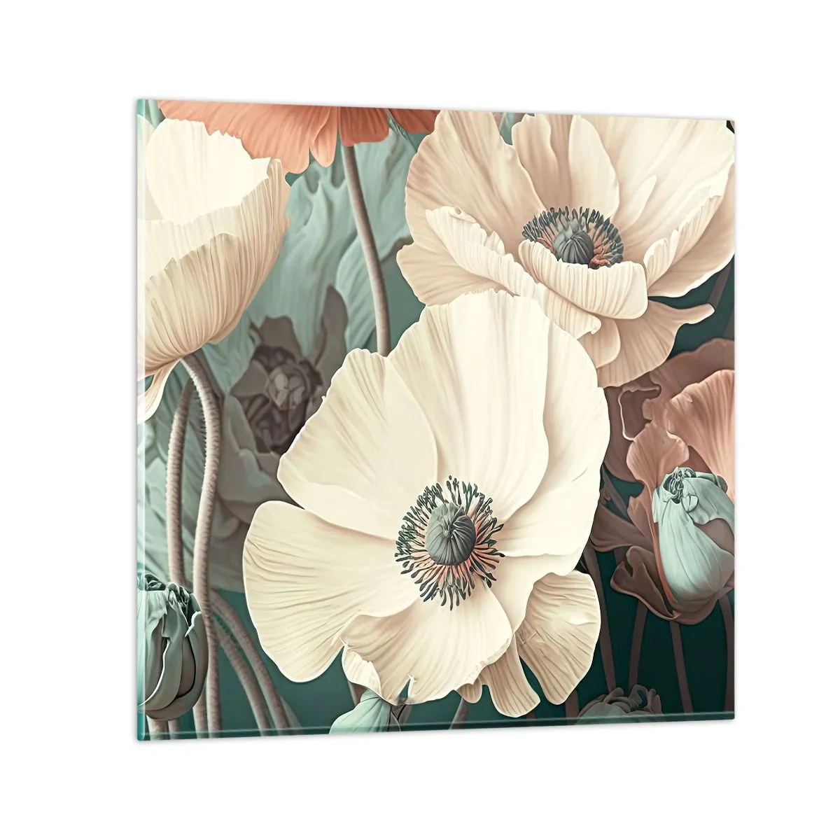 Glastavla - Bild på glas - Viskningar av vallmo - 50x50 cm