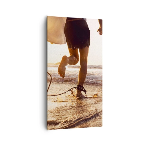 Canvastavla - Bild på duk - Möta vågorna - 55x100 cm