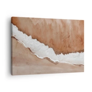 Canvastavla - Bild på duk - Sandstruktur med vita accenter - 70x50cm - I jordnära färger - Modern väggdekoration för vardagsrum och sovrum ARTTOR