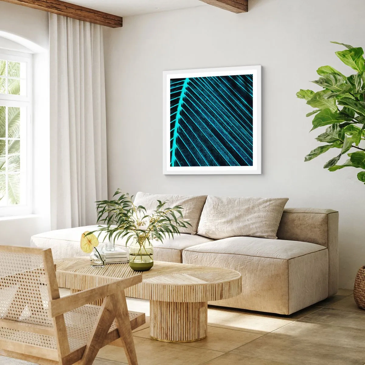 Affisch i vit ram - Grön textur - 60x60 cm