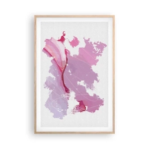 Affisch i ram av ljusek - Karta över en rosa värld - 61x91 cm