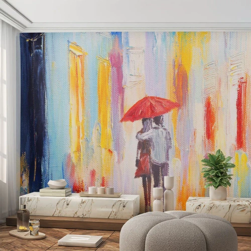 Fototapet Premium Sand - Må det fortsätta regna - Ett par älskare, människor, Abstraktion - 250x175 cm