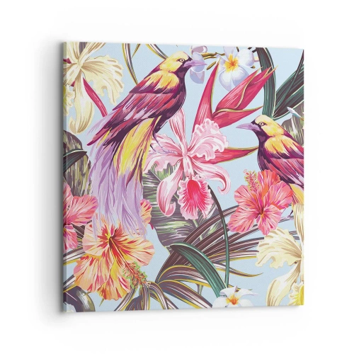 Canvastavla - Bild på duk - Flingor och fjädrar - 70x70 cm