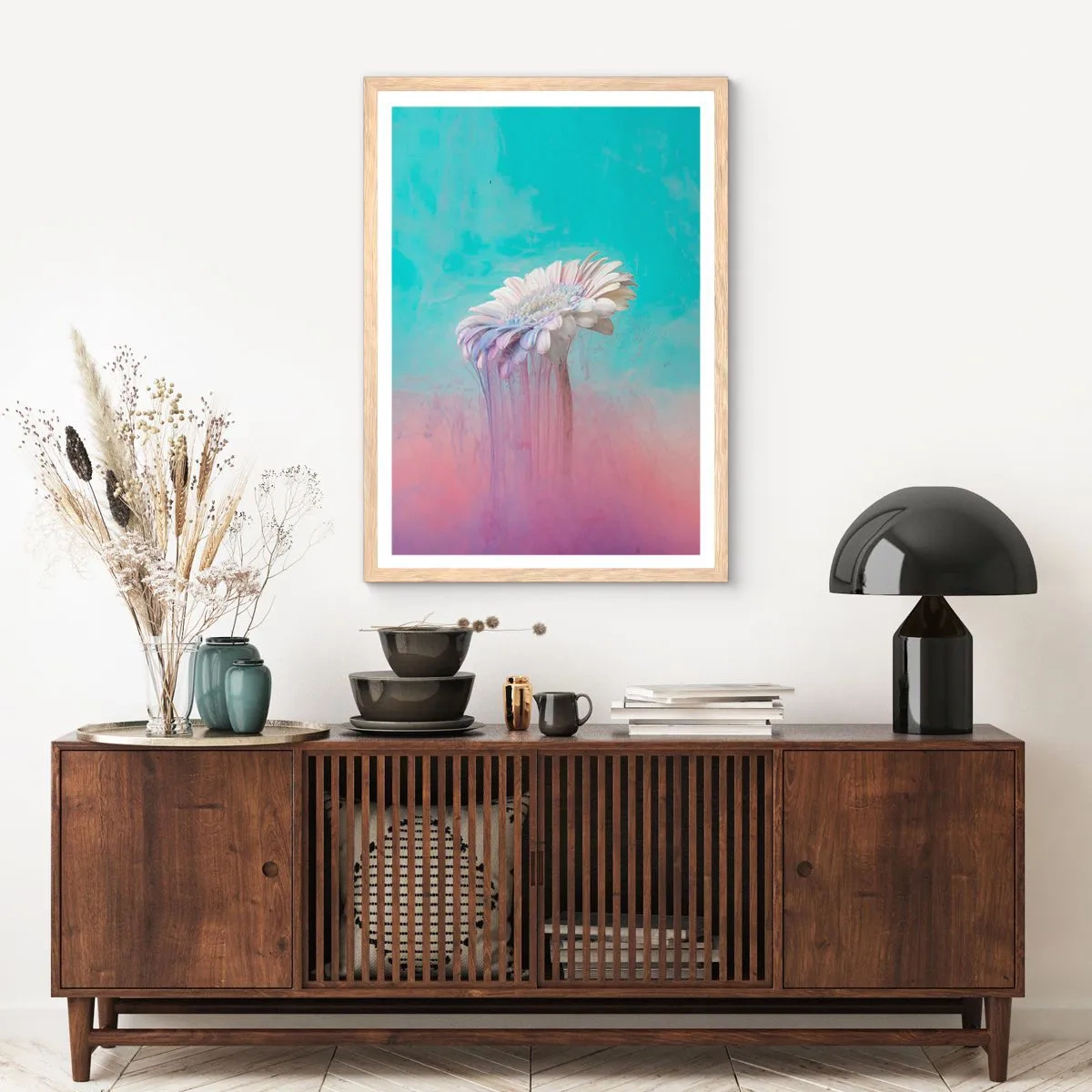 Affisch i ram av ljusek - Blommornas undervärld - 40x50 cm