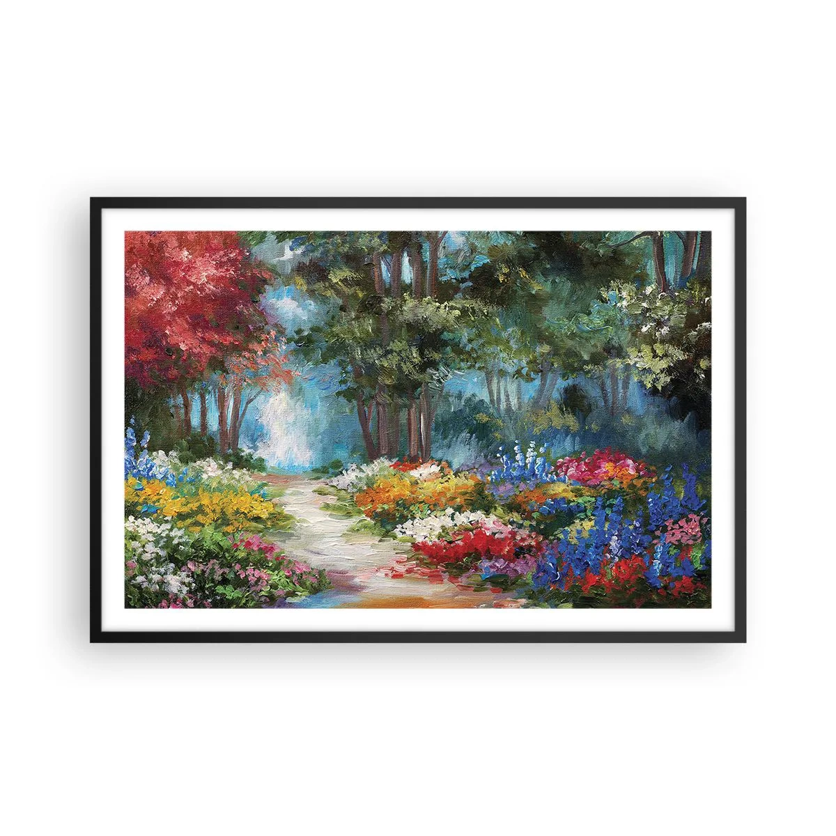 Affisch i svart ram - Skogsträdgård, blomskog - 91x61 cm