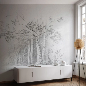 Fototapet Premium Canvas - Björkskogens ljus - Skog, Björk, Träd - 250x175 cm