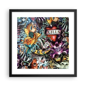 Affisch i svart ram - Tatuerarens dröm - 40x40 cm