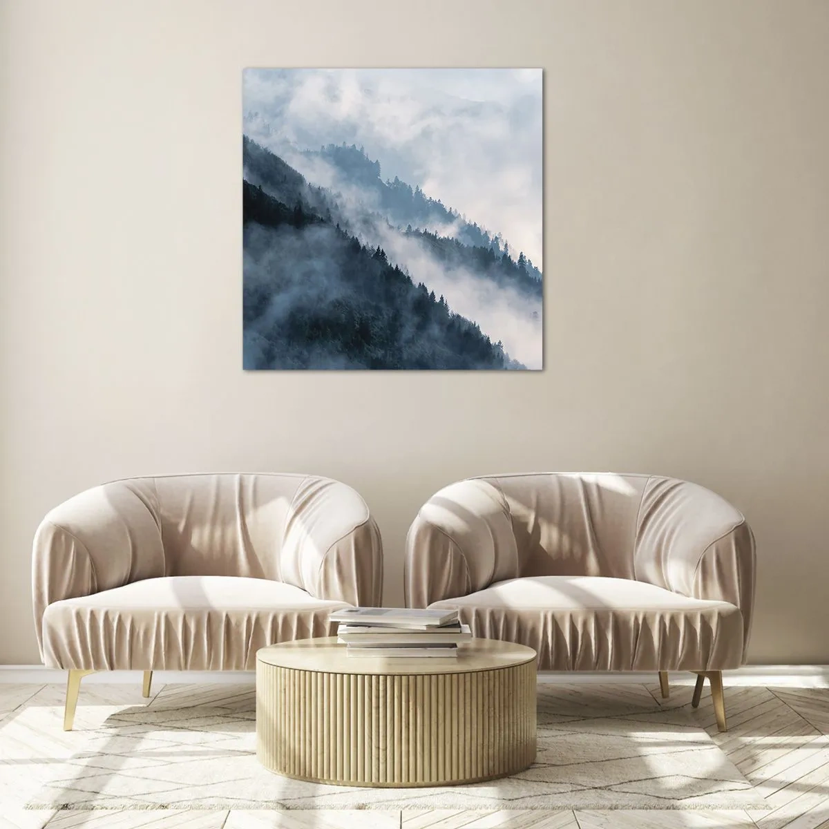 Glastavla - Bild på glas - Fjällens mystik - 30x30 cm