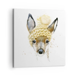 Canvastavla - Bild på duk - För vinter i insnöad skog - 60x60 cm