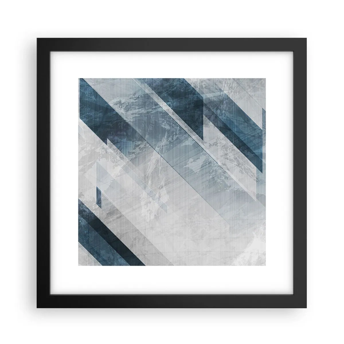Affisch i svart ram - Tredimensionell komposition – gråhetens rörelse - 30x30 cm