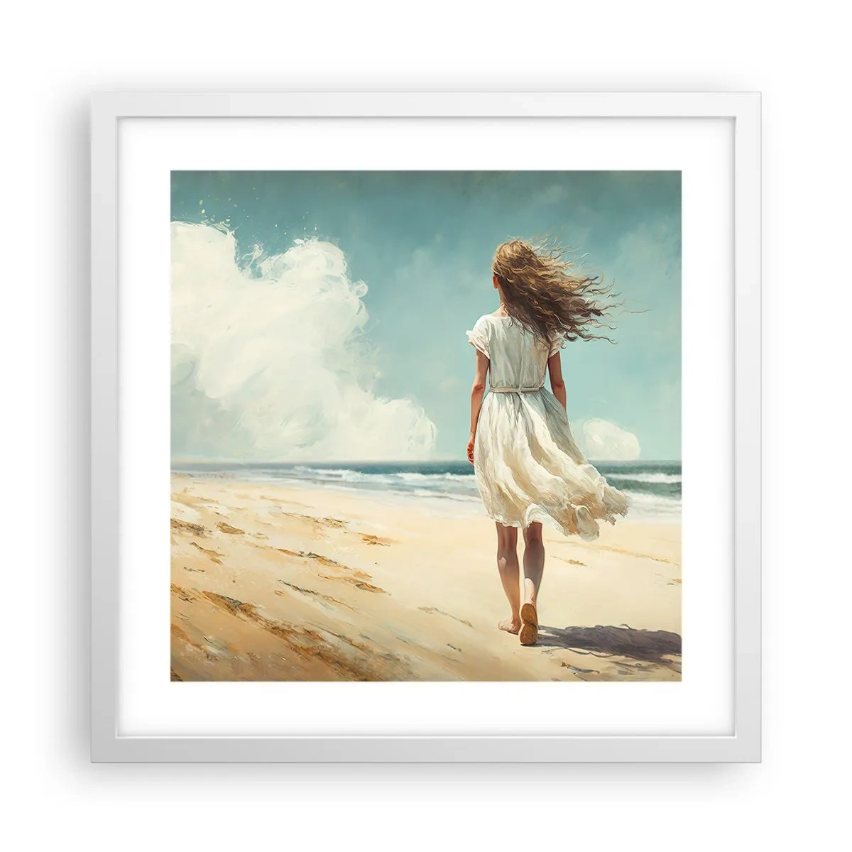 Affisch i vit ram - Att möta solen och vinden - 40x40 cm