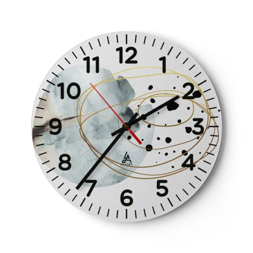 Väggklocka - Klocka på glas - I rummets famn - 30x30 cm