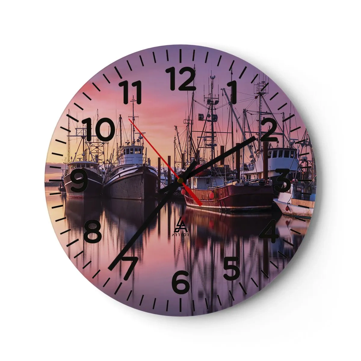 Väggklocka - Klocka på glas - Inför nästa dag - 40x40 cm