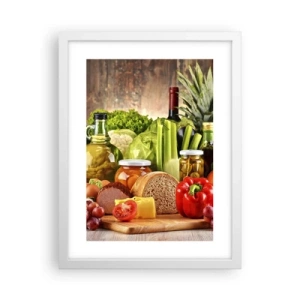 Affisch i vit ram - Rökt, ugnstekt, marinerad - 30x40 cm