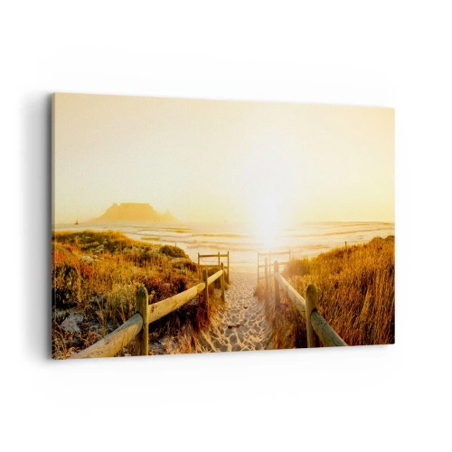 Canvastavla - Bild på duk - Genom sanddynan mot solen - 120x80 cm