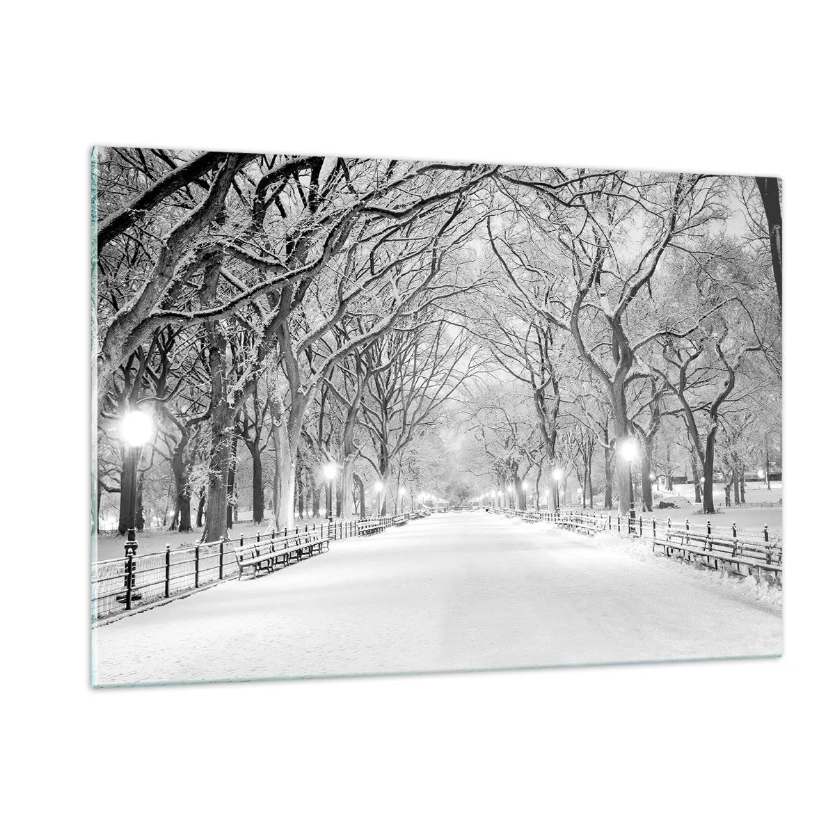 Glastavla - Bild på glas - De fyra årstiderna - vinter - 120x80 cm