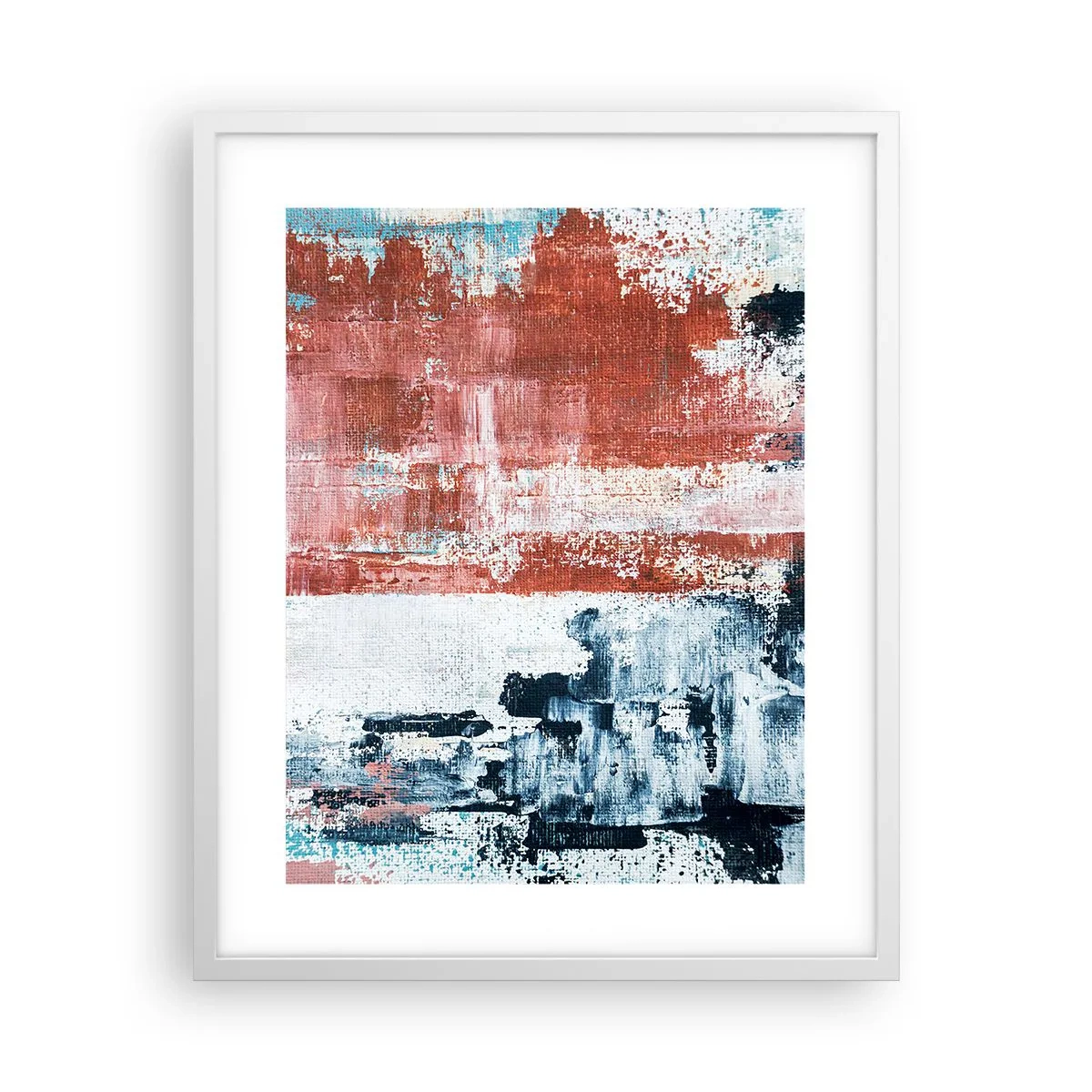 Affisch i vit ram - Abstrakt halvt om halvt - 40x50 cm