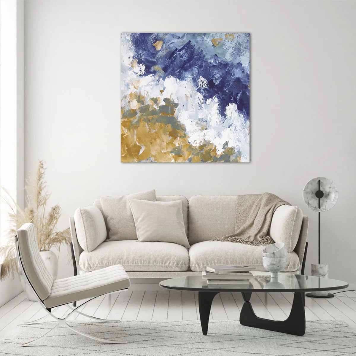 Glastavla - Bild på glas - Elementens dans - 60x60 cm