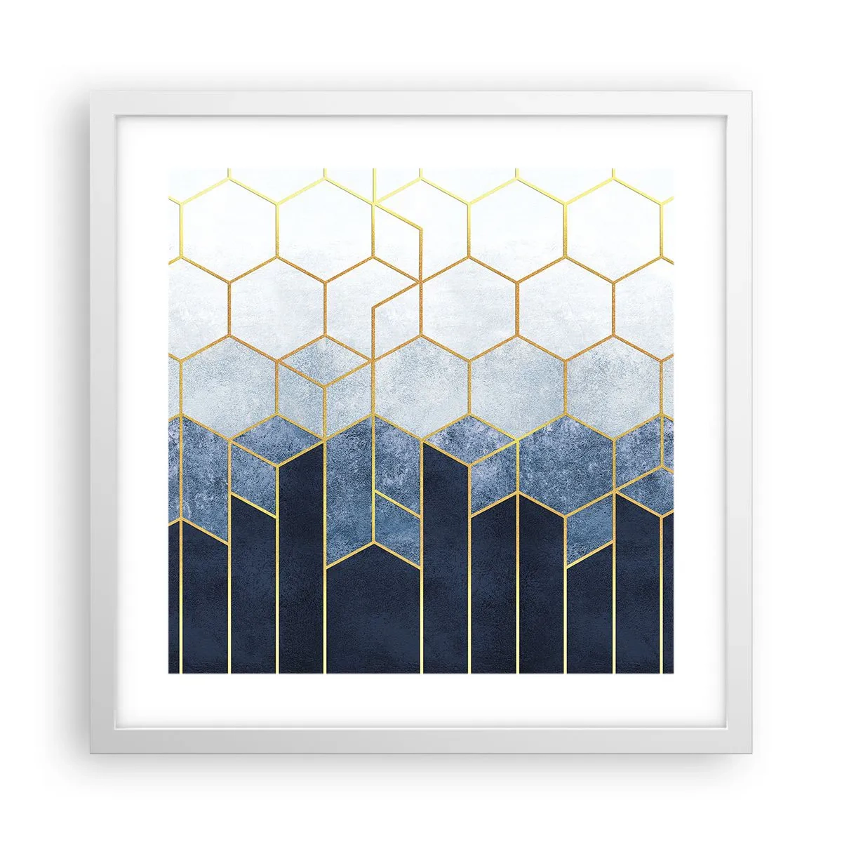 Affisch i vit ram - Komposition i synkoprytm - 40x40 cm