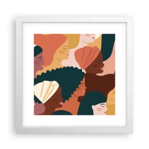 Affisch i vit ram - Endast kvinnlighet - 30x30 cm