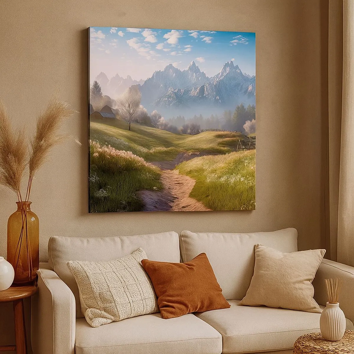 Canvastavla - Bild på duk - Idyllisk dal - 30x30 cm