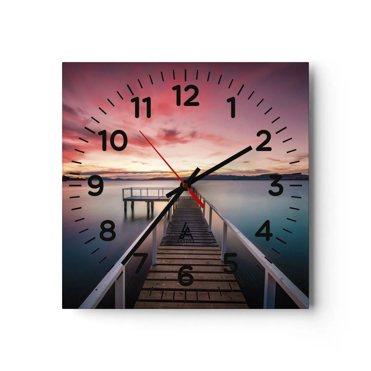 Väggklocka - Klocka på glas - Kvällens milda låga - 30x30 cm