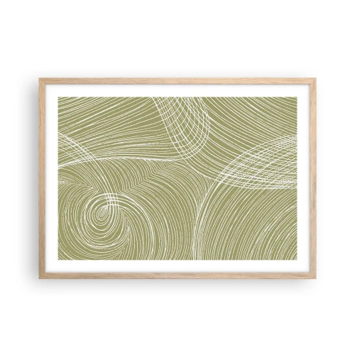 Affisch i ram av ljusek - Intrikat abstraktion i vitt - 70x50 cm