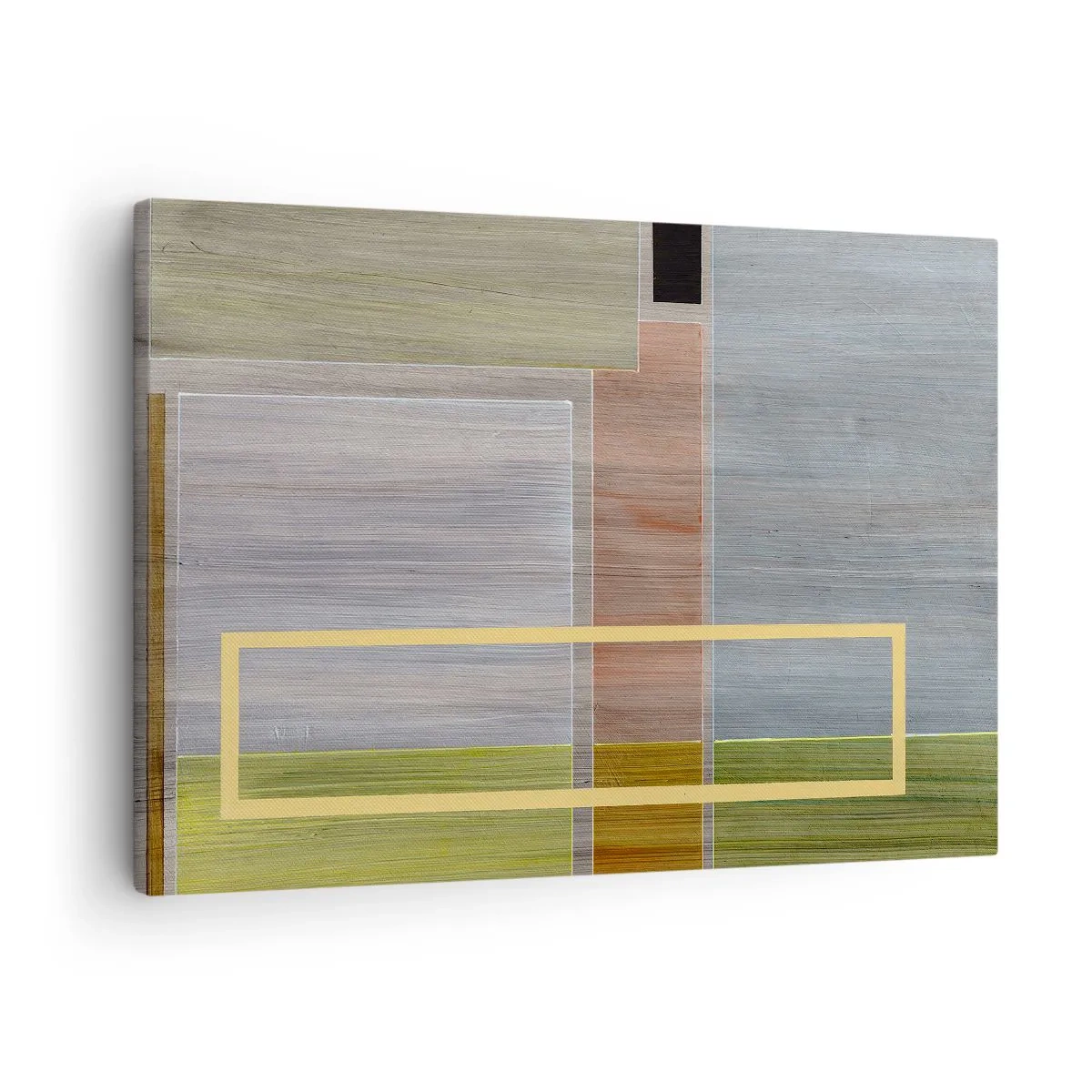 Canvastavla - Bild på duk - Geometrisk komposition i pastellfärger med rektanglar - 70x50cm - Rakt och lugnt - Modern väggdekoration för vardagsrum och sovrum ARTTOR