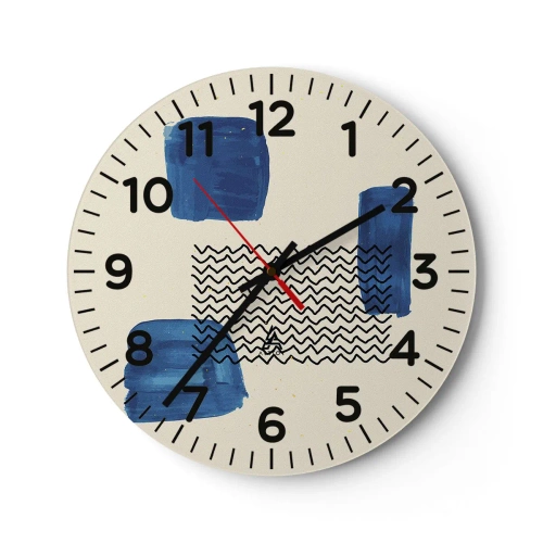 Väggklocka - Klocka på glas - Abstrakt kvartett - 30x30 cm