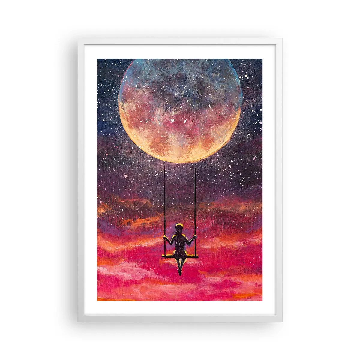 Affisch i vit ram - Sväva i molnen - 50x70 cm