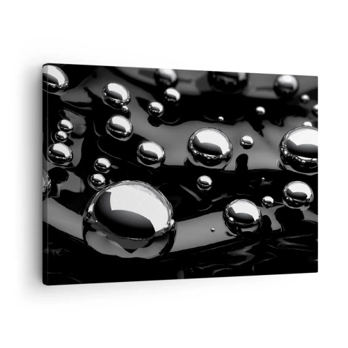 Canvastavla - Bild på duk - Abstrakta droppar på en svart yta - 70x50cm - Ur svarta massan - Modern väggdekoration för vardagsrum och sovrum ARTTOR