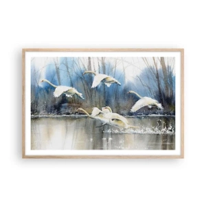 Affisch i ram av ljusek - Som i en saga om vilda svanar - 91x61 cm