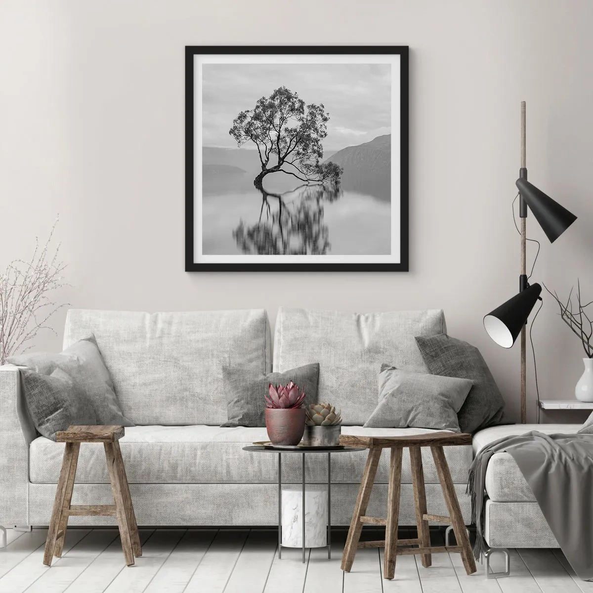 Affisch i svart ram - Det finns ett land - 40x40 cm