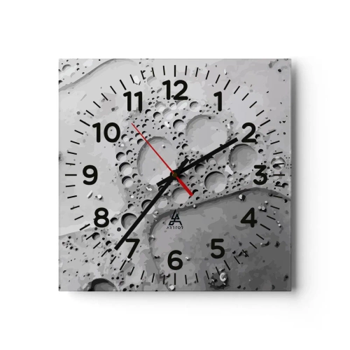 Väggklocka - Klocka på glas - Spår efter skum - 40x40 cm