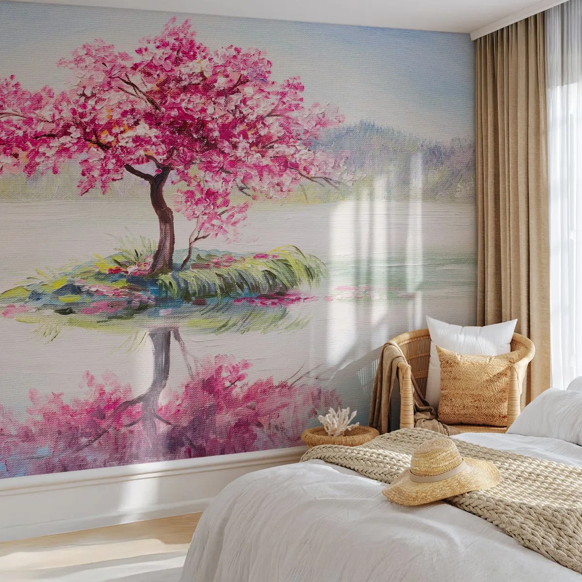 Fototapet Standard Eco - Vårens högtid - Bit, Träd, Landskap - 350x256 cm