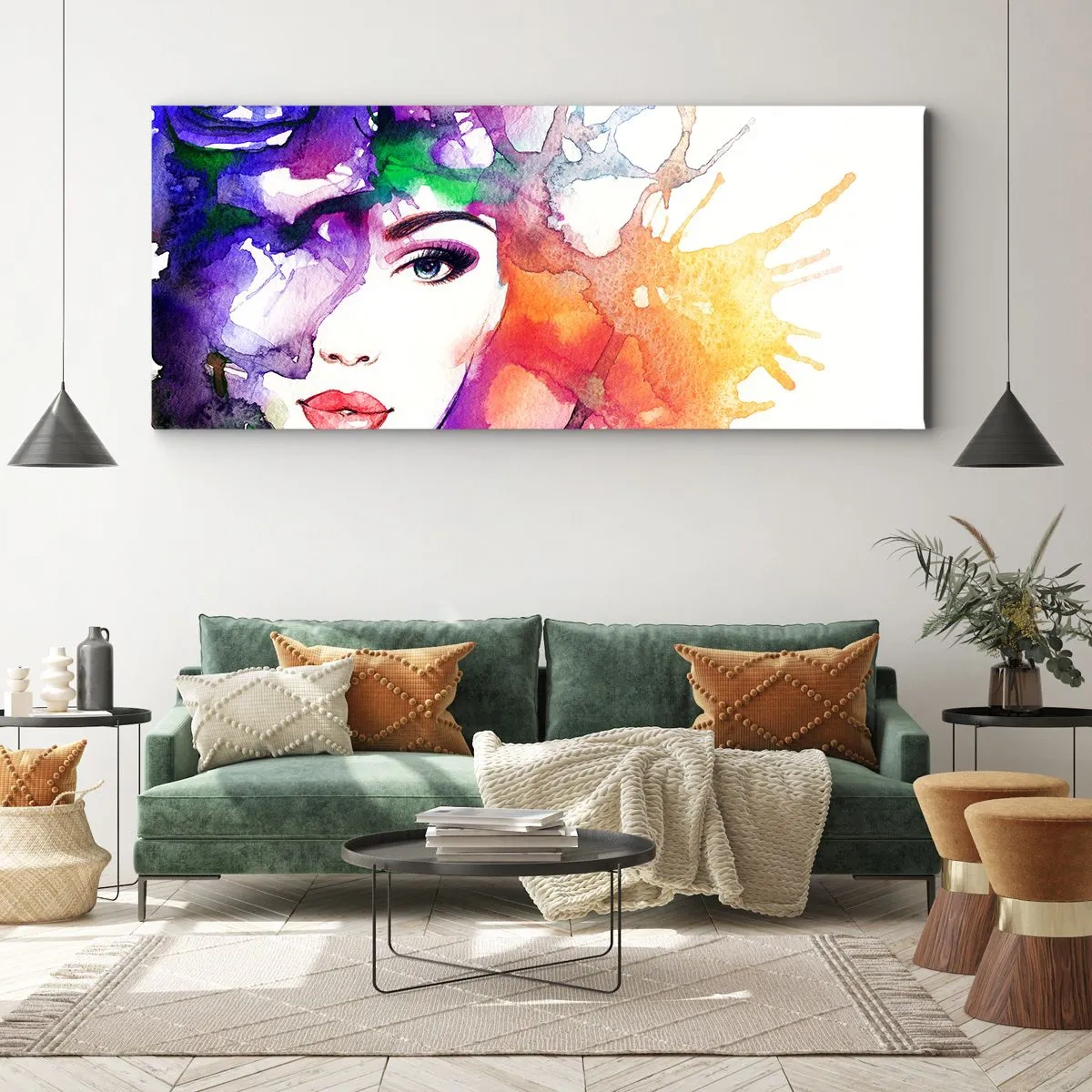 Canvastavla - Bild på duk - Med huvudet i himlen - 100x40 cm