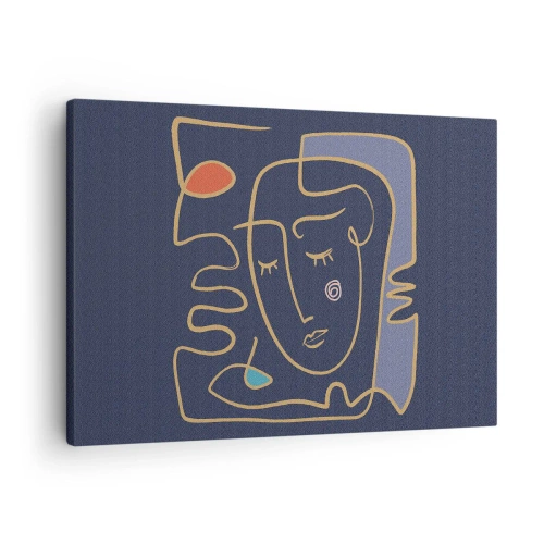 Canvastavla - Bild på duk - Abstrakt ansiktsporträtt i minimalistisk stil - 70x50cm - I drömmarnas värld - Modern väggdekoration för vardagsrum och sovrum ARTTOR