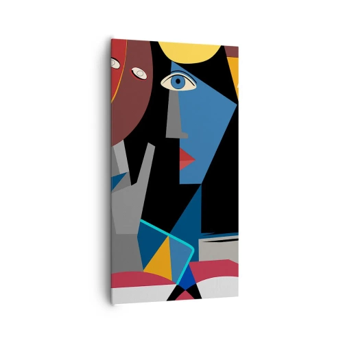 Canvastavla - Bild på duk - Kubistiskt samtal - 65x120 cm