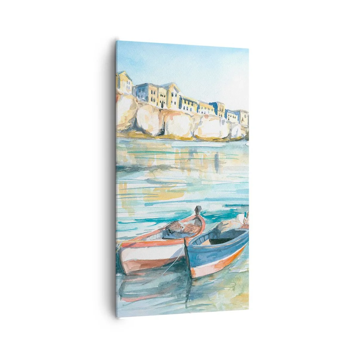 Canvastavla - Bild på duk - Landskap i azurblått - 65x120 cm