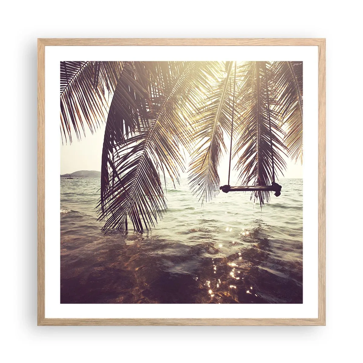 Affisch i ram av ljusek - Gunga i molnen hur mycket du vill - 60x60 cm